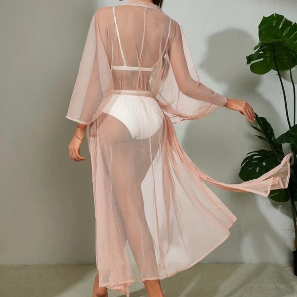 Women’s Shimmering Pink Sands Kimono Cover Up - Picture 4 of 4